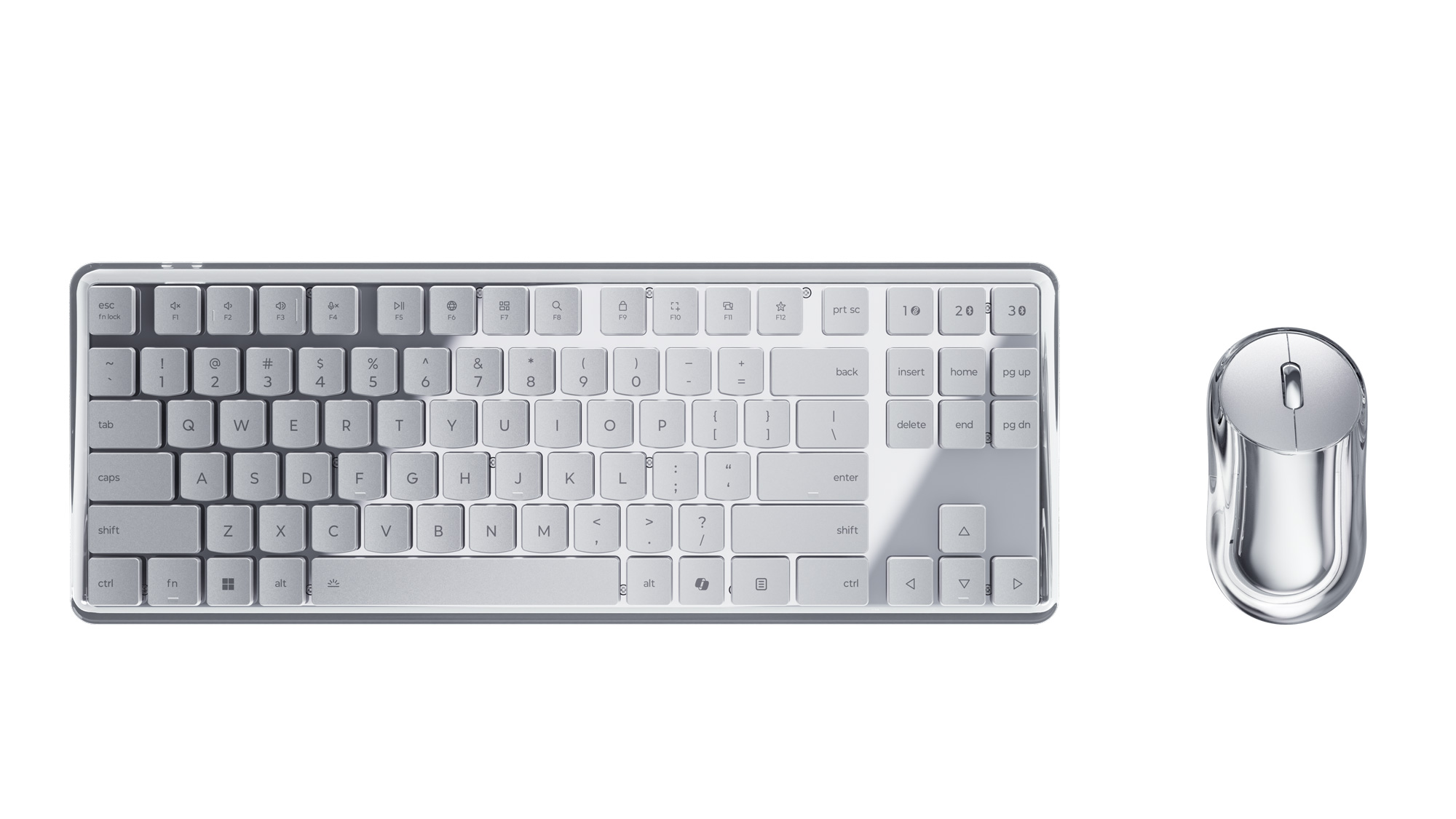 The new translucent Lenovo 900 Wireless Low-Profile Mechanical Keyboard and Mouse.