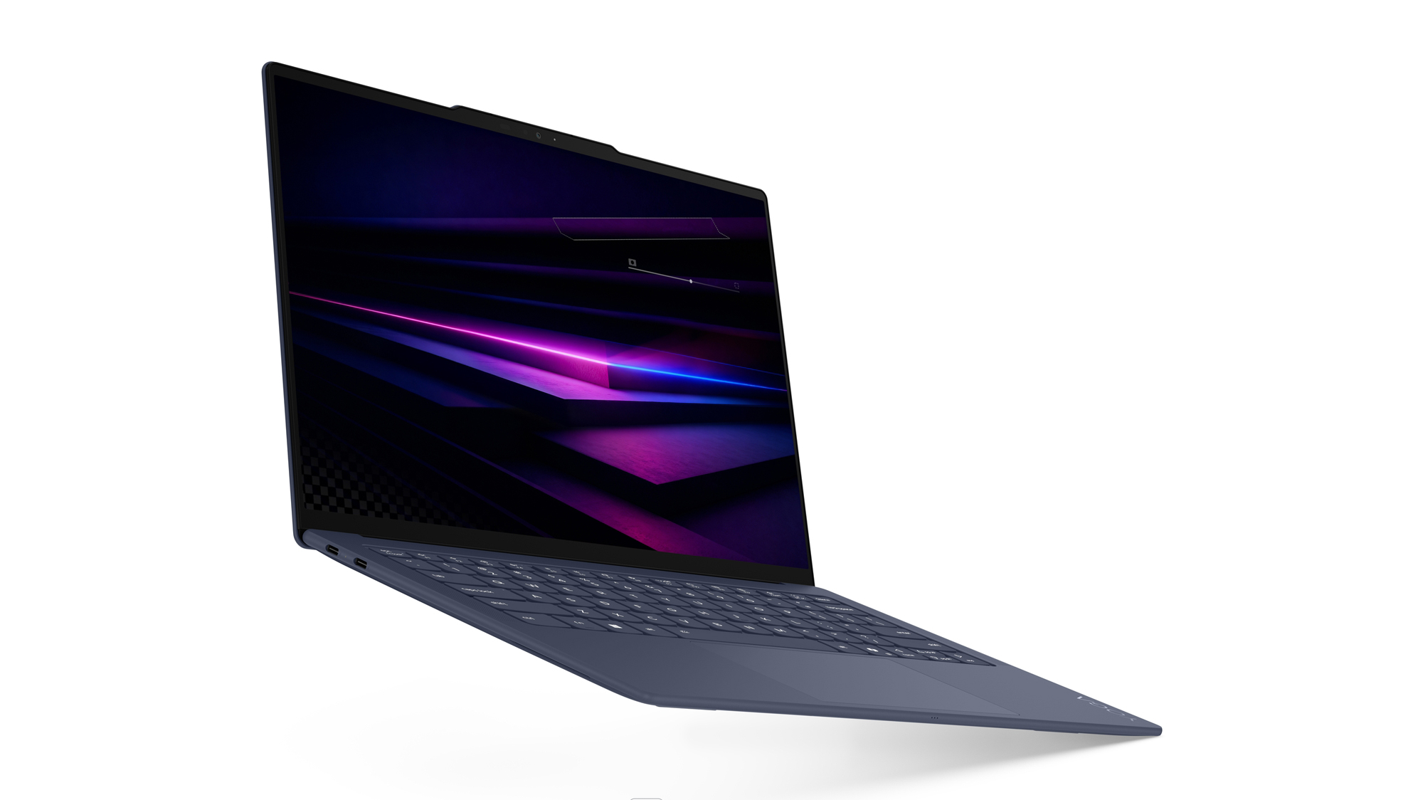 Opened Yoga Slim 7i Ultra laptop with the screen on.