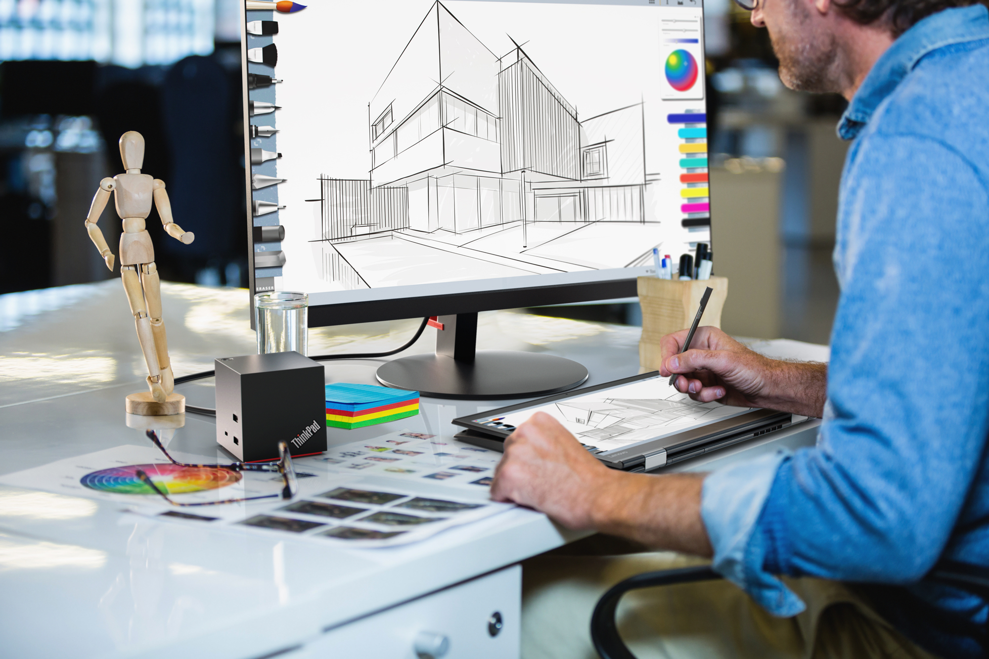 X1_Yoga_Tablet_Mode_With_WiGig_dock_ThinkVision_Monitor_Office_Desk_Black