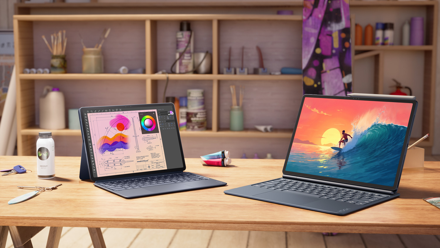 Lenovo Yoga Tab Gen 2 and Lenovo Yoga Tab Plus Gen 2 with optional keyboards Lenovo Yoga Tab Gen 2 and Lenovo Yoga Tab Plus Gen 2 with optional keyboards