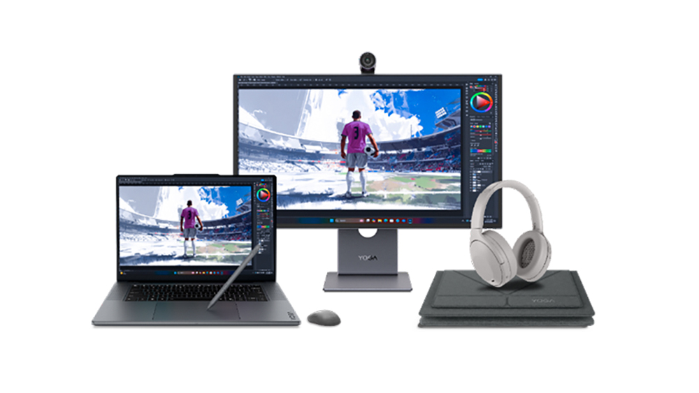 Laptop, monitor and accessories Yoga.